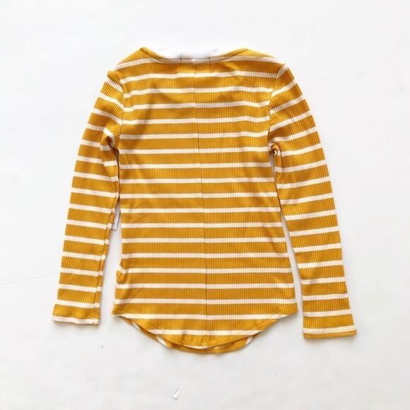 Old Navy NWT yellow stripe ribbed LS top S(6/7) - Picture 4 of 4